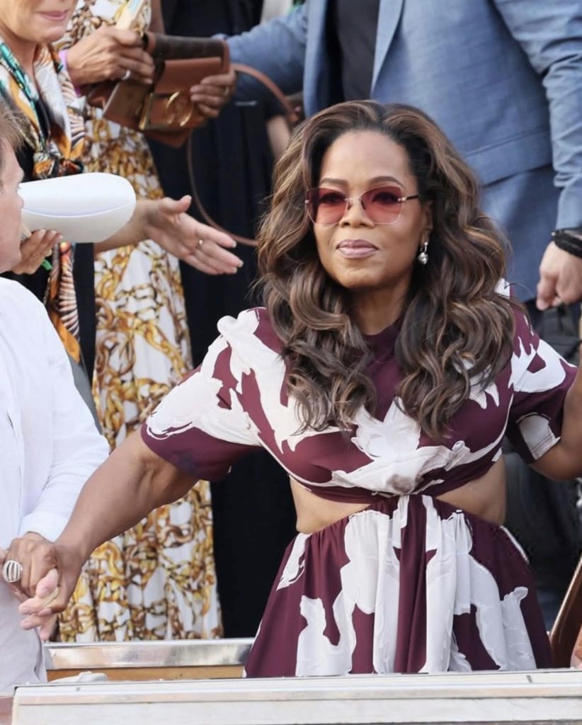 I can’t believe Oprah wore this cut out dress to Jeff Bezos wedding